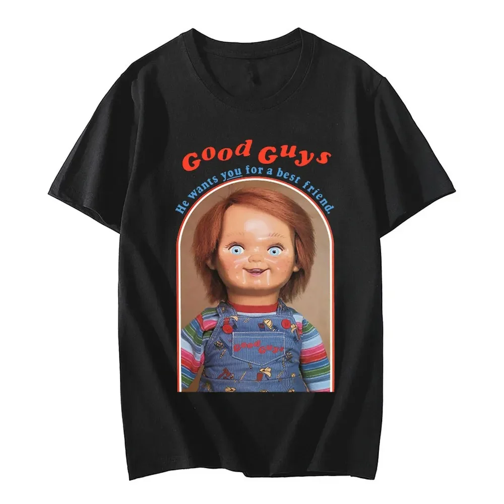 seni istiyor % 100% pamuk  Harajuku Anime grafik T Shirt Unisex Casual Tops Erkekler  iyi arkadaş Chucky baskı Men's Clothing