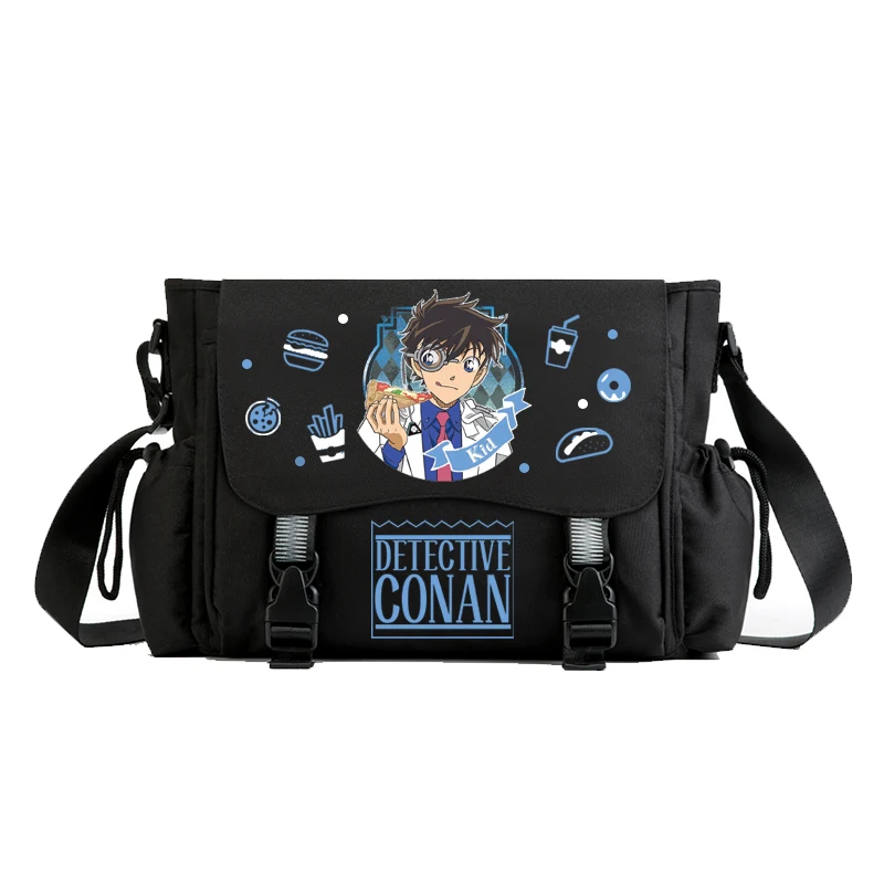 Anime Detective Conan Cosplay Oxford Crossbody Messenger Student School Shoulder Black Bags Teenager Fashion Gift