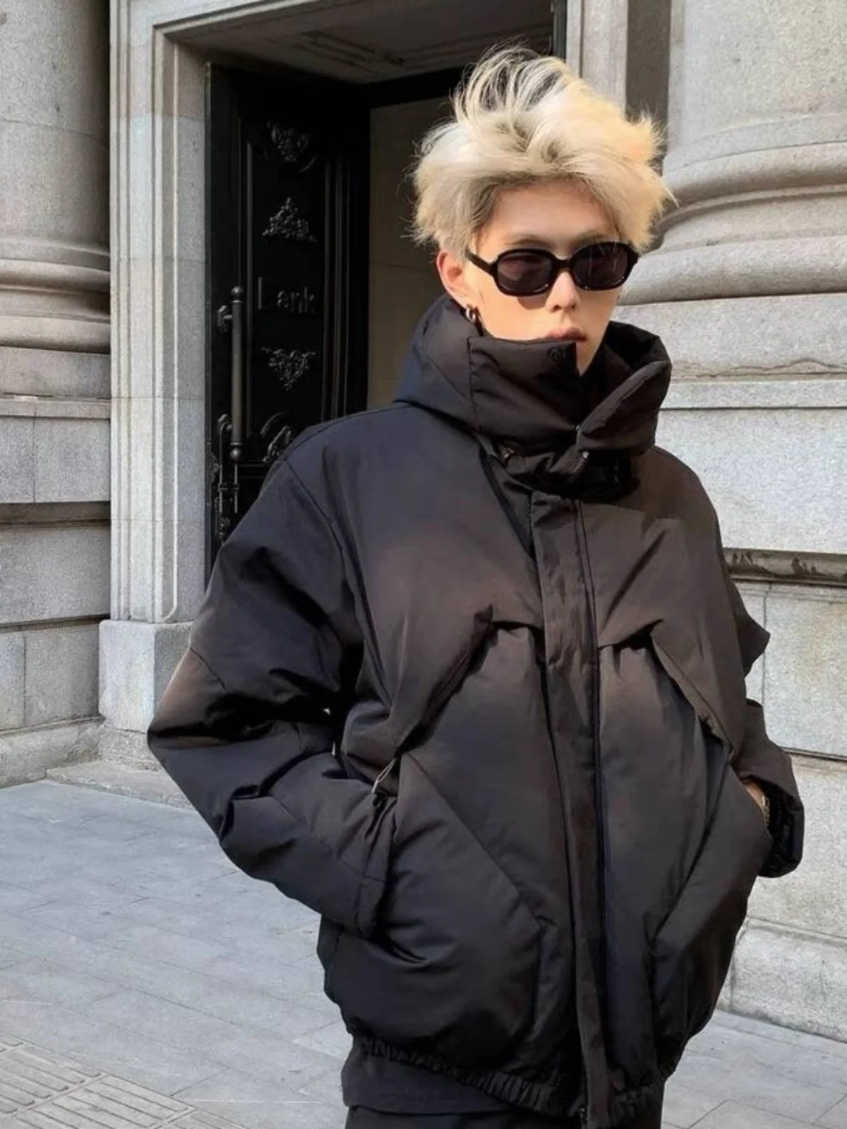 

American Sle Men's down Cotton Jaet Hooded Winter Thi Warm Loose Outerwear Cleanfit Trendy Brand Youth ular Ox C...