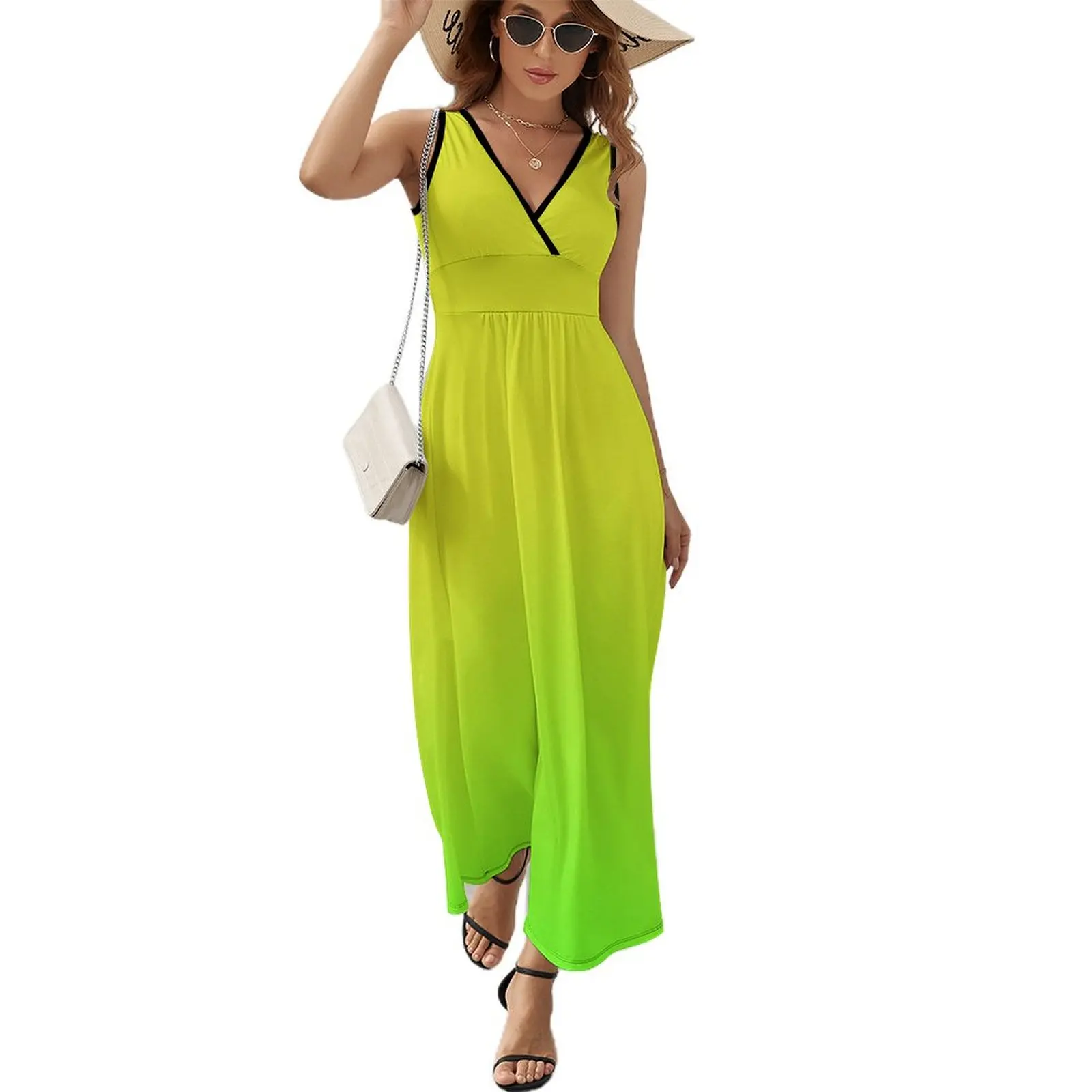 

Neon Yellow and Neon Green Ombre Color Sleeveless Dress dress party night beach dresses Women's summer suit summer clothes