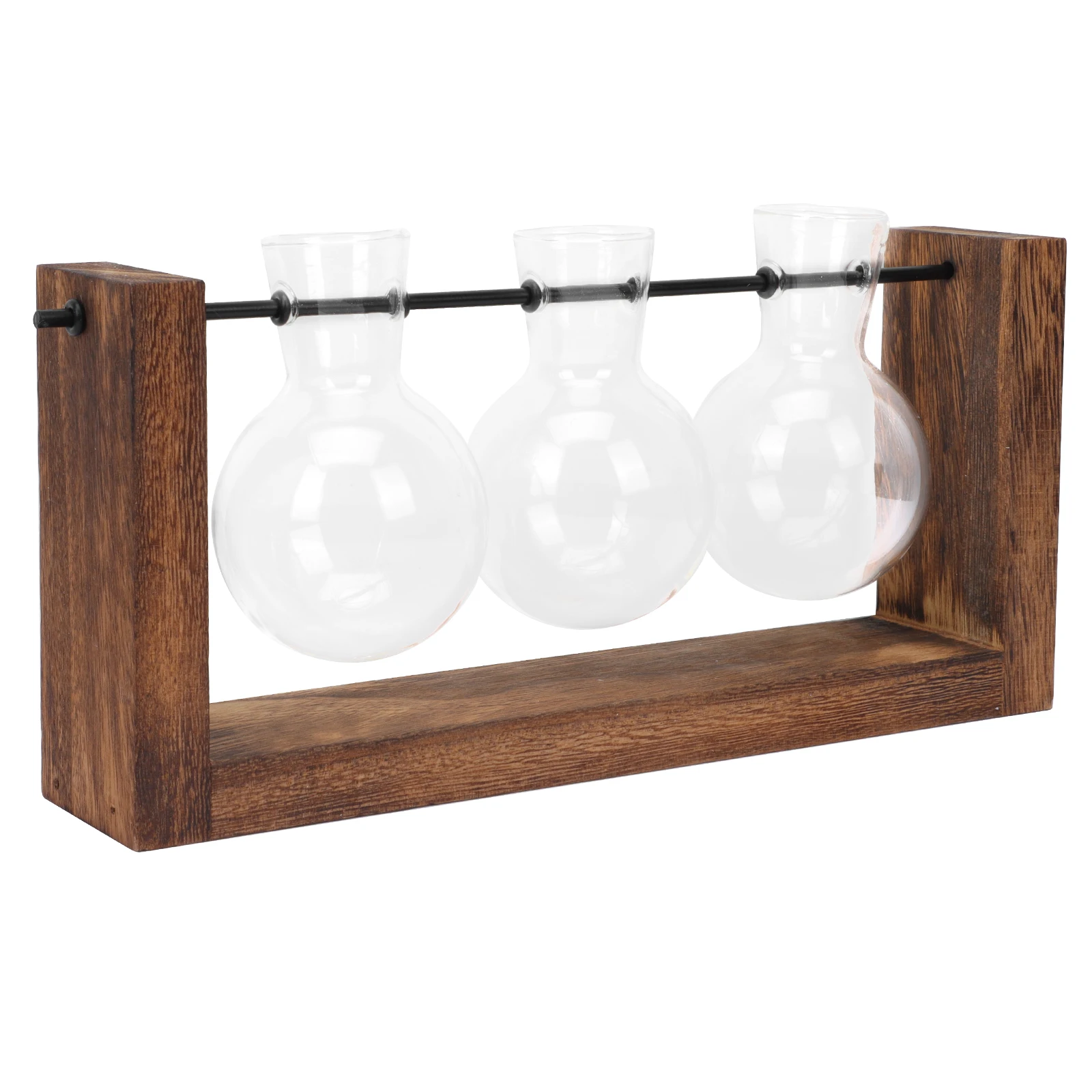 

Glass Vase Hydroponic Planter Decorative Wooden St Frame Office Bulb Transparent Party Wedding Flower