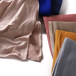 Muslim Plain Cotton Jersey Hijab Scarf Solid Color With Good Stitch Stretchy Soft Turban Head Wraps Shawl Foulard Femme
