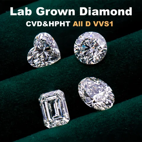 Lab Grown Diamond Round Pear Oval Emerald Cut CVD HPHT Synthetic Diamond 1-3ct D VVS IGI Certified
