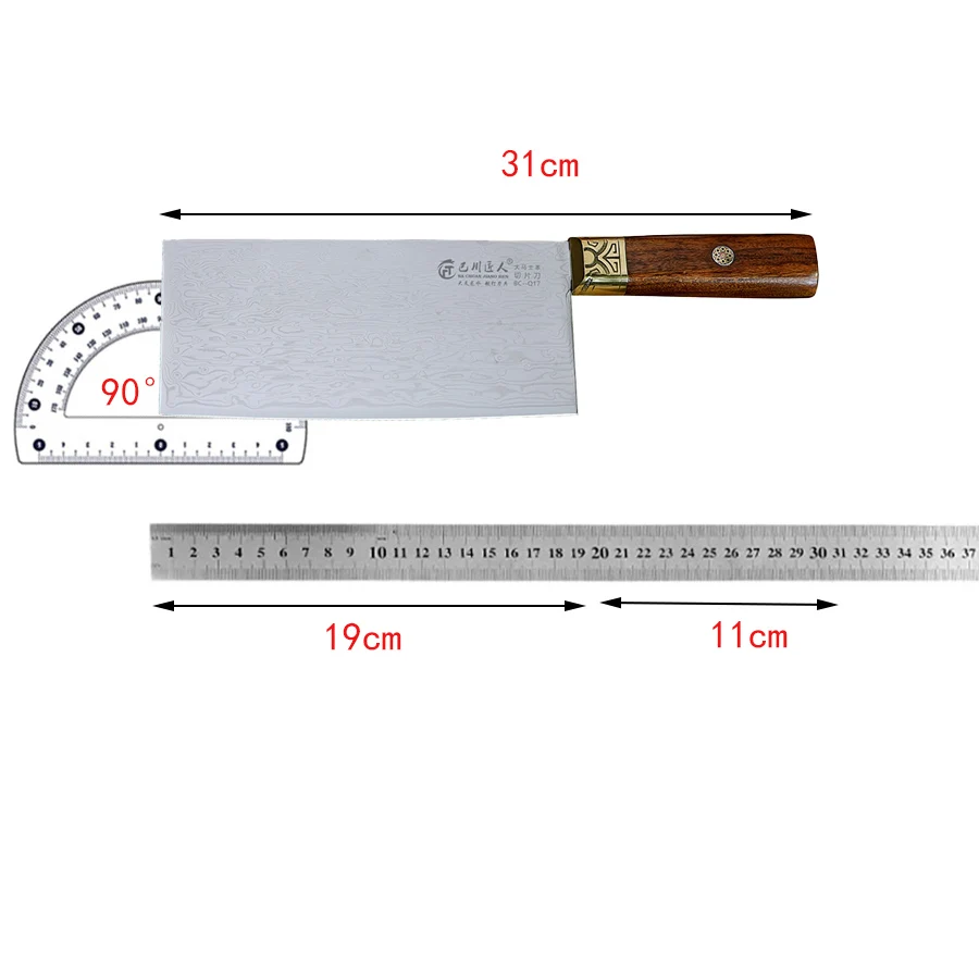 7.5 Inch Chinese Chef Knife Damascus Steel Blade Wood Handle Slicing Vegetable Cleaver Meat Handmade Forged Kitchen Knife Messer
