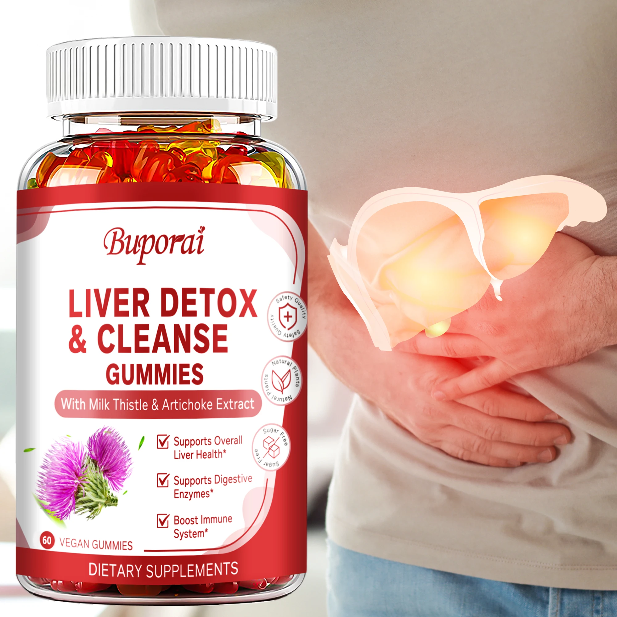 

Liver Cleanse & Detox Gummies - Improve Digestion,Help Cleanse The Liver and Promote Metabolism Supplements - 60 Gummies