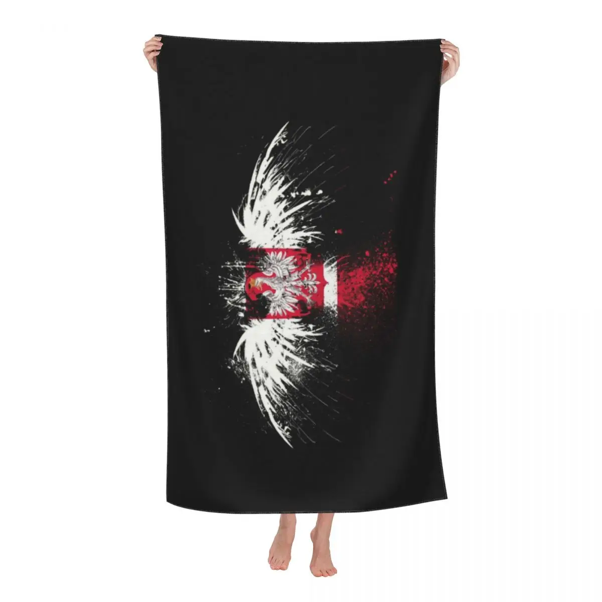 Customized Flag Of Poland Polska Eagle Beach Towel Quick Dry Polish Patriotism Super Soft Microfiber Pool Sauna Towels