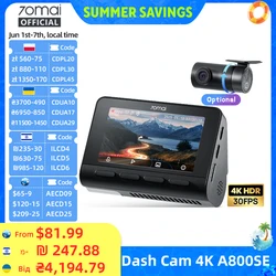 70mai 4K Dash Cam A800SE versión mejorada de 70mai A800S Control de voz Supercapatior GPS ADAS coche DVR 70mai A800SE UHD Wifi 6