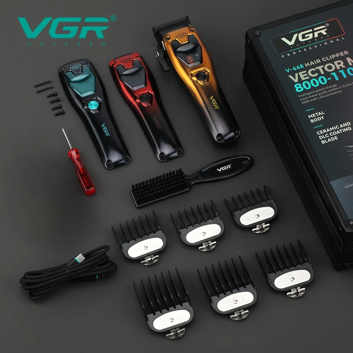 

VGR Hair Trimmers Professional Vector Motor Haircut Machine 11000 RPM Hair Clipper Adjustable Barber Hair Trimmer for Men V-668