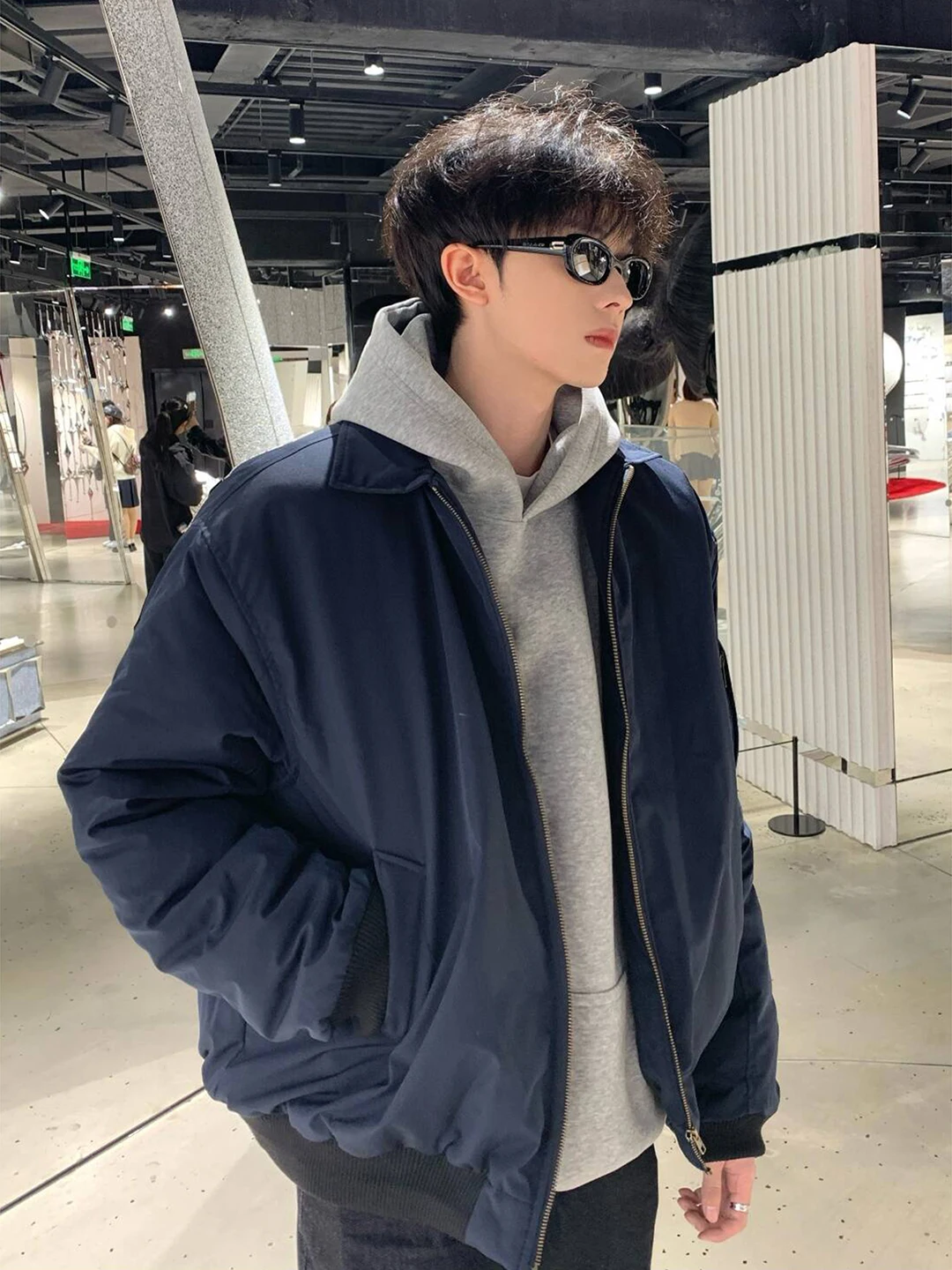 

Мужская утепленная бейсбольная куртка-бомбер Cra k Blue American Style из хлопка, осенне-зимняя, свободного кроя, с длинными рукавами, на молнии