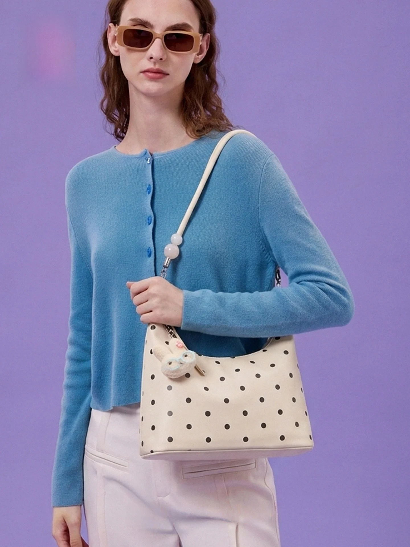 MuziKai Casual Large Capacity Polka Dot Underarm Bag Women's Commuter Crossbody Bag Practical 2026 New Style Soft Handle