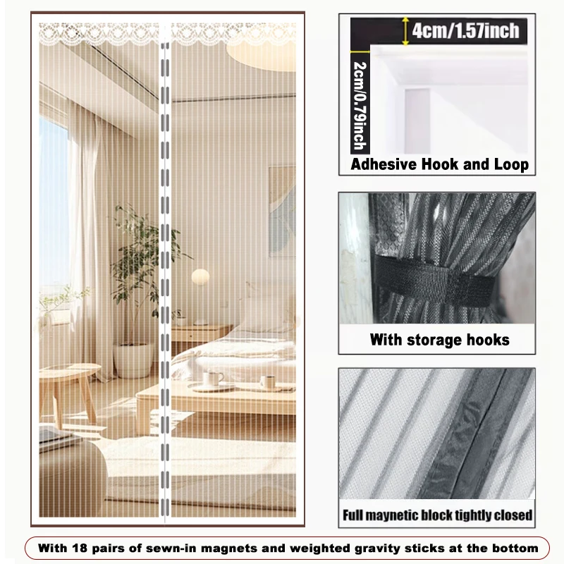 1PC Anti-Muggen Deur Gordijn Zomer Automatische Sluiting Magnetische Klamboe Onzichtbare Deur Mesh Anti Bug Fly Partitie Gordijn