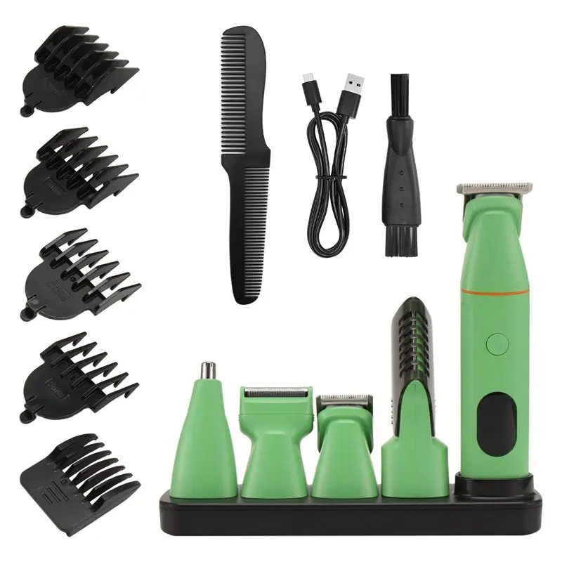 

【CODE】Beard Trimmer Full Body Washable For Men' S 5-In-1 Electric Shave Clipper Set Nose Hair Remover For Men