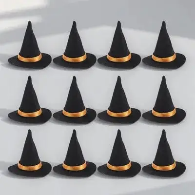 

12Pcs Witch Hat Wine Bottle Ornament Halloween Party Decoration Supplies for Home Cafe Events Decorative Props