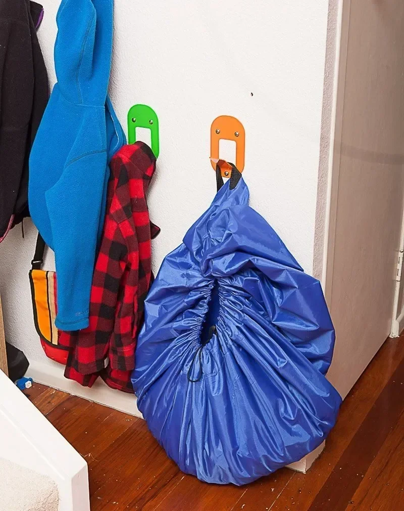 حقيبة تخزين ألعاب الأطفال - سجادة لعب محمولة لبنات البناء، منظم متعدد الوظائف مع مقبض حمل، هدية عيد الميلاد