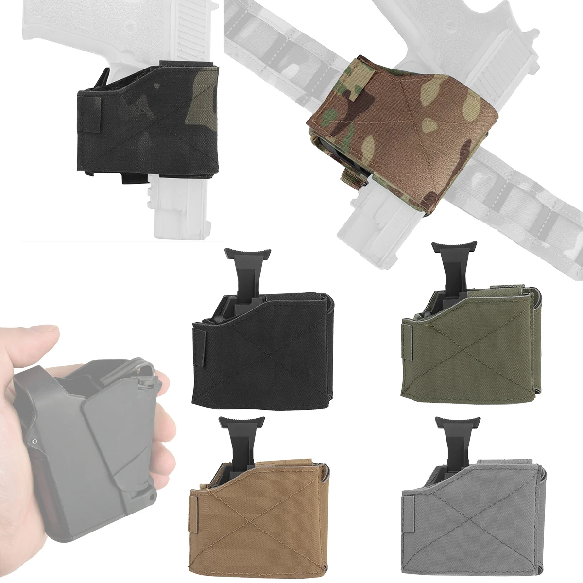 

Tactical 9mm Speed Nylon Loader Universal Holsters MOLLE Hunting Belt Gear with Drop Leg Platform QLS Quick Release Adapter