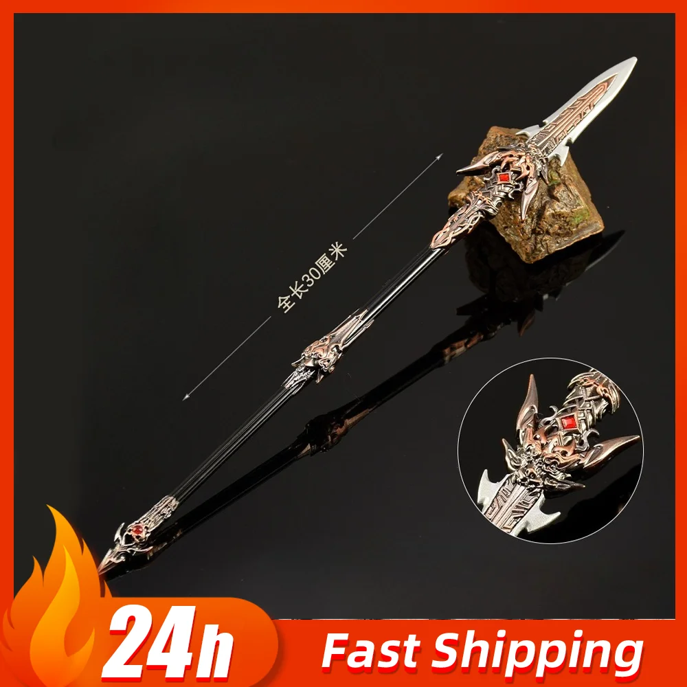 30 cm Naraka: Bladepoint Spear Lance Zhenshanhe Game Randapparatuur Alle Metalen Samurai Zwaarden Wapen Model Speelgoed Collectie Geschenken