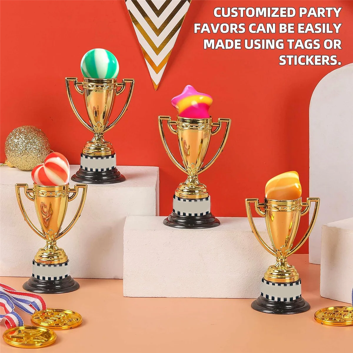 20 Pcs Mini Trophies and 20 Pcs Medals Awards , Winner Medals for Kids and Adults - Perfect for Party Favors