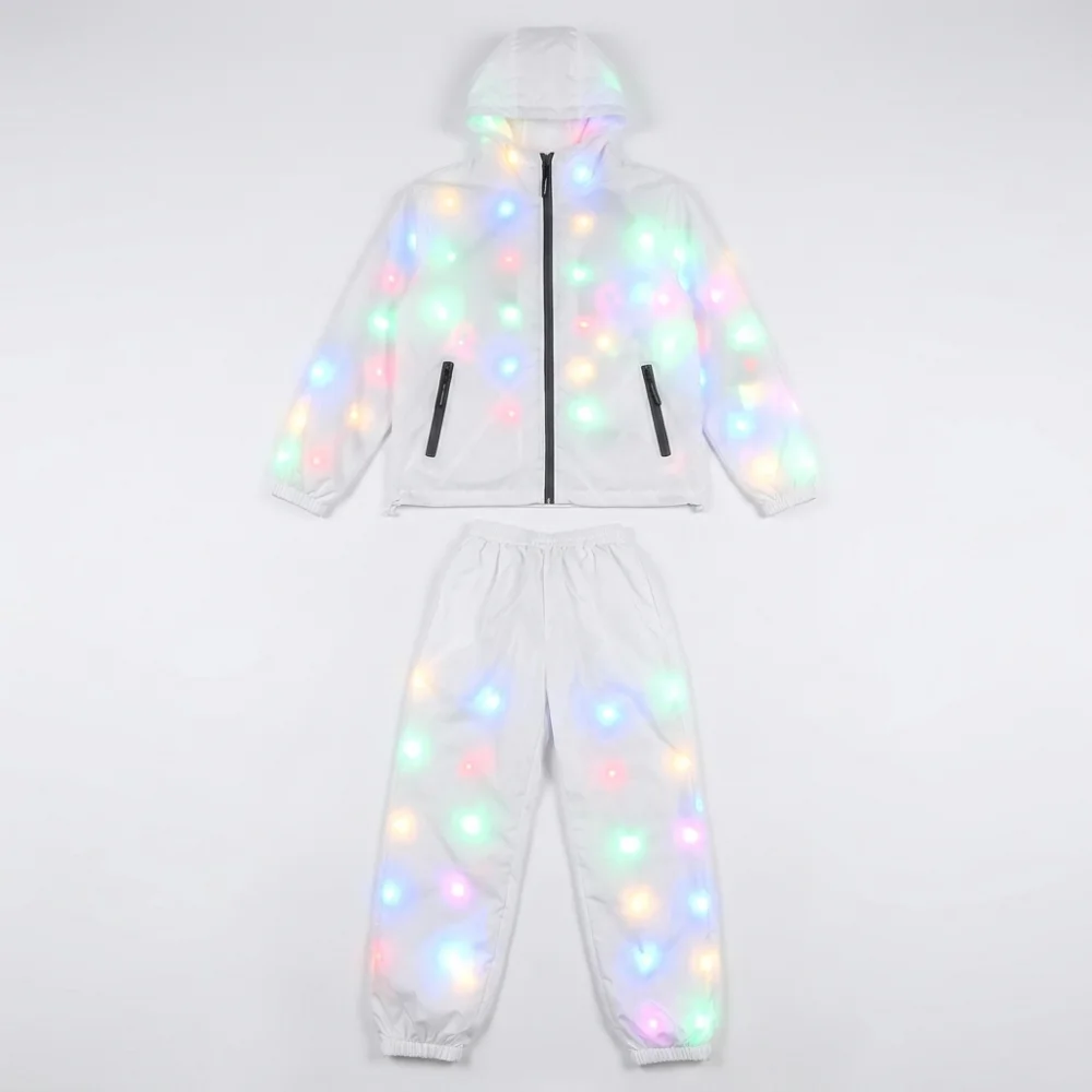 

LED Light Up Jacket Waterproof Dance Wear for Halloween Rave Performance and Night Running Adult Child Flash Costume