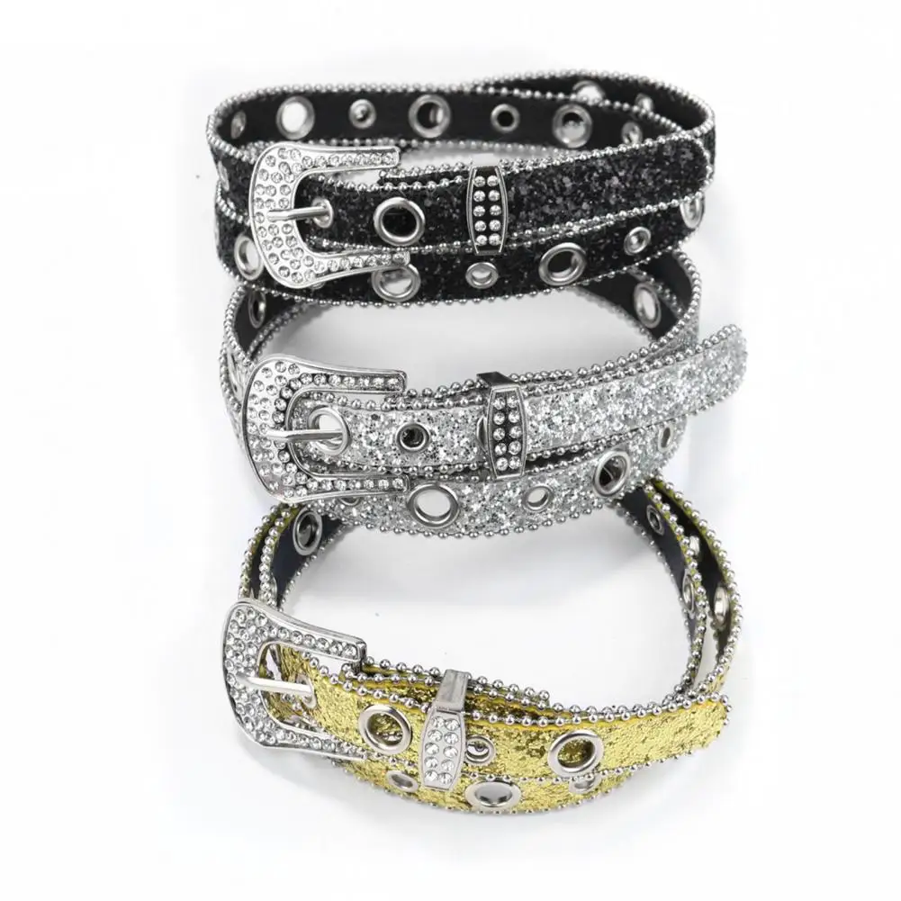 Women Faux Leather Belt Rhinestone Belt Sparkling Rhinestone Cowgirl Belts A Stylish Addition to Women's Jeans Pants Waist Belt