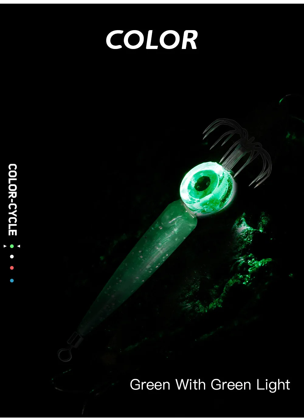 Angelköder, 5 g, Tintenfischhaken mit LED-Licht, Tintenfisch-Jig-Köder, leuchtender Webfuß, Oktopus, Egi, künstlicher Köder, Tintenfisch, Meeresgerät – Detail 3