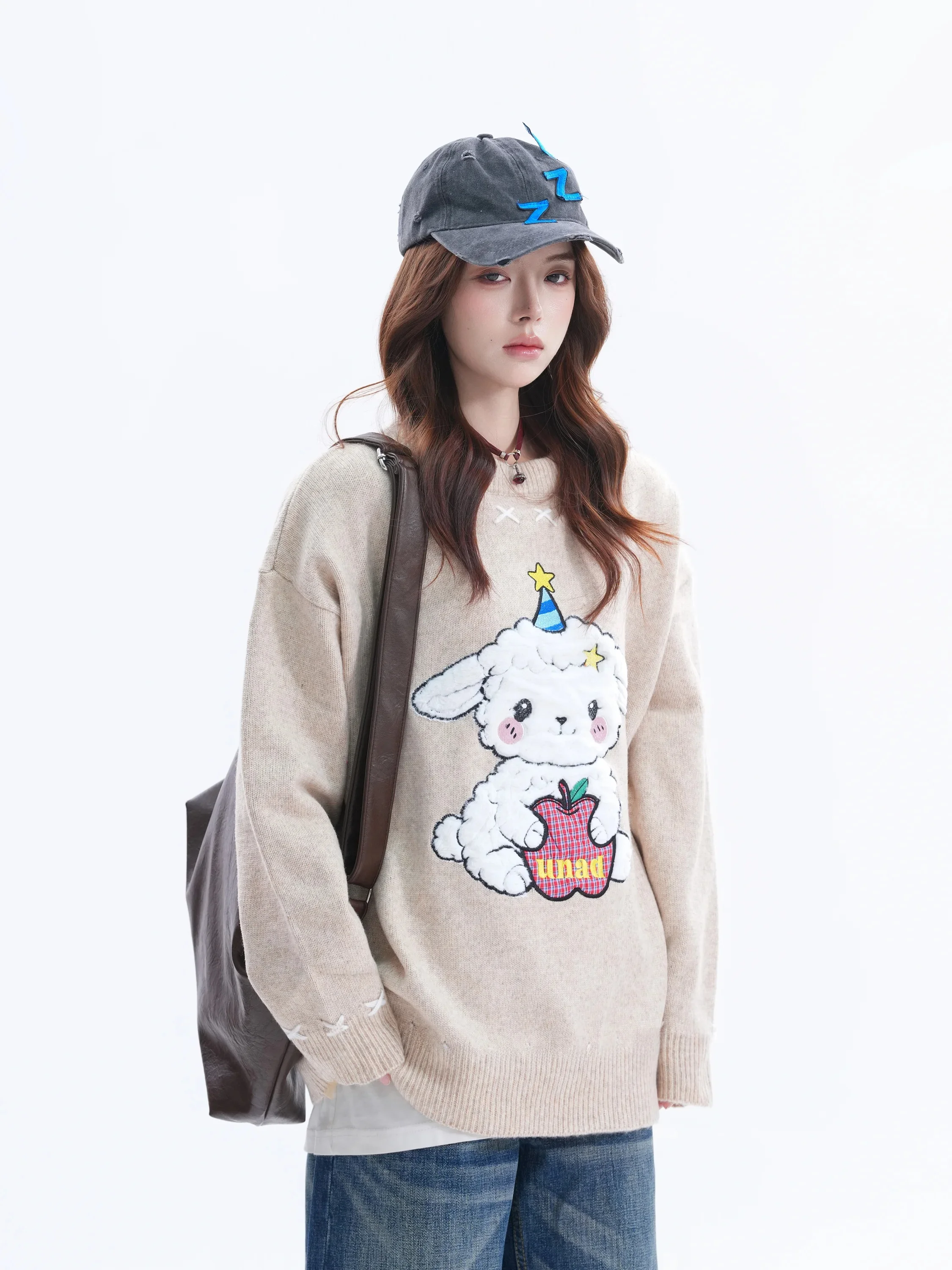 Autumn Barn Style Knitted Sweater Couple Hooded Long Sleeve Fine Yarn Soft Breathable Casual Loose Fit Polyester Blend Wool B...