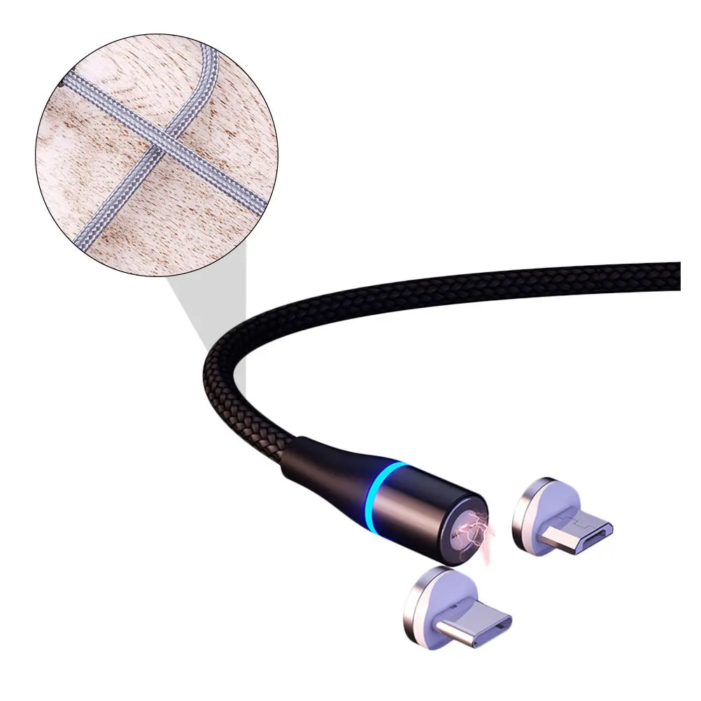 Kabel voor Type-C snel opladen 3A led-indicator Sterke automatische adsorptie USB-magneetkabel