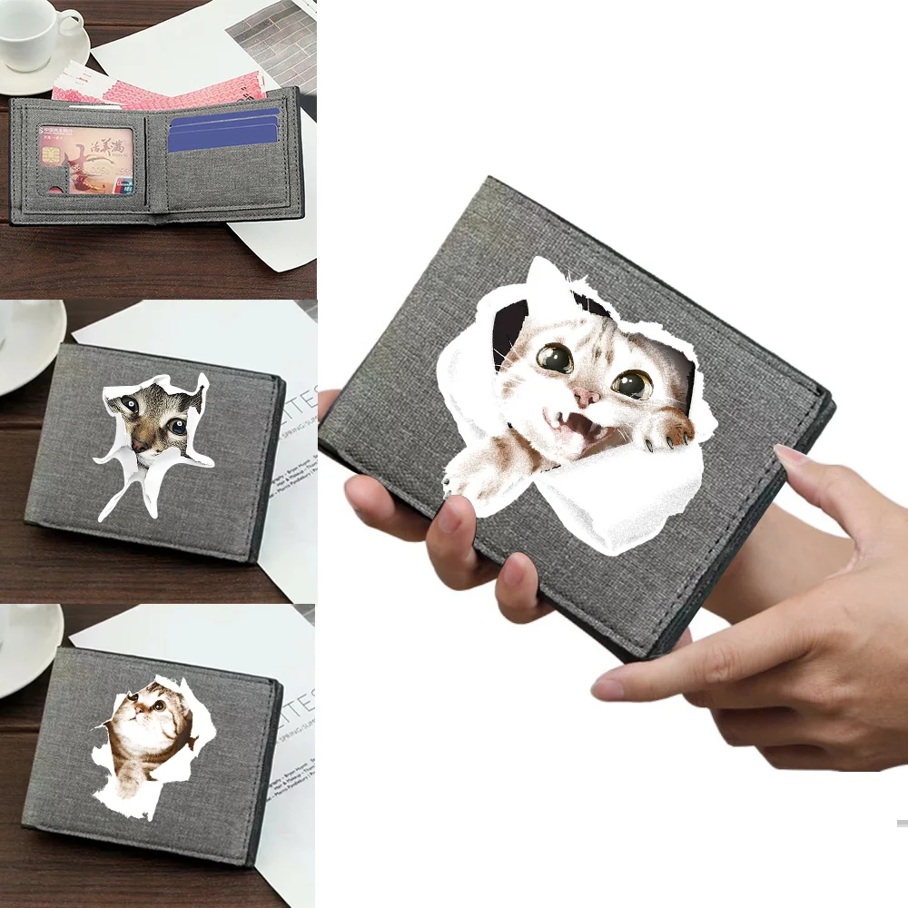 

Short Wallet New Simple Women Wallets Top Quality Simple and Durable Credit Card Case Bag Cat Printing Series Fashion Purse