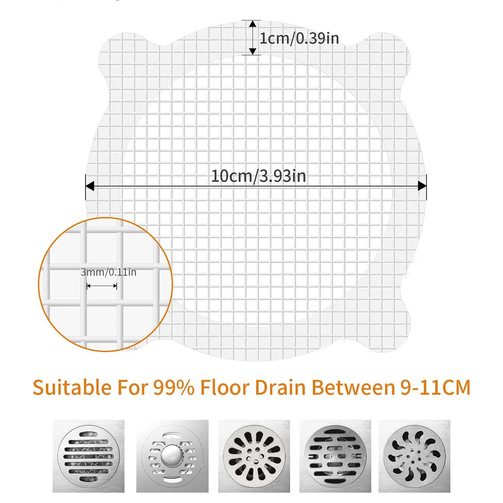 ABPQ-60 Uds. Cubierta desechable para drenaje de ducha, cubierta para duchas y bañeras, pegatinas de malla, filtro de malla, pegatina para colador de fregadero