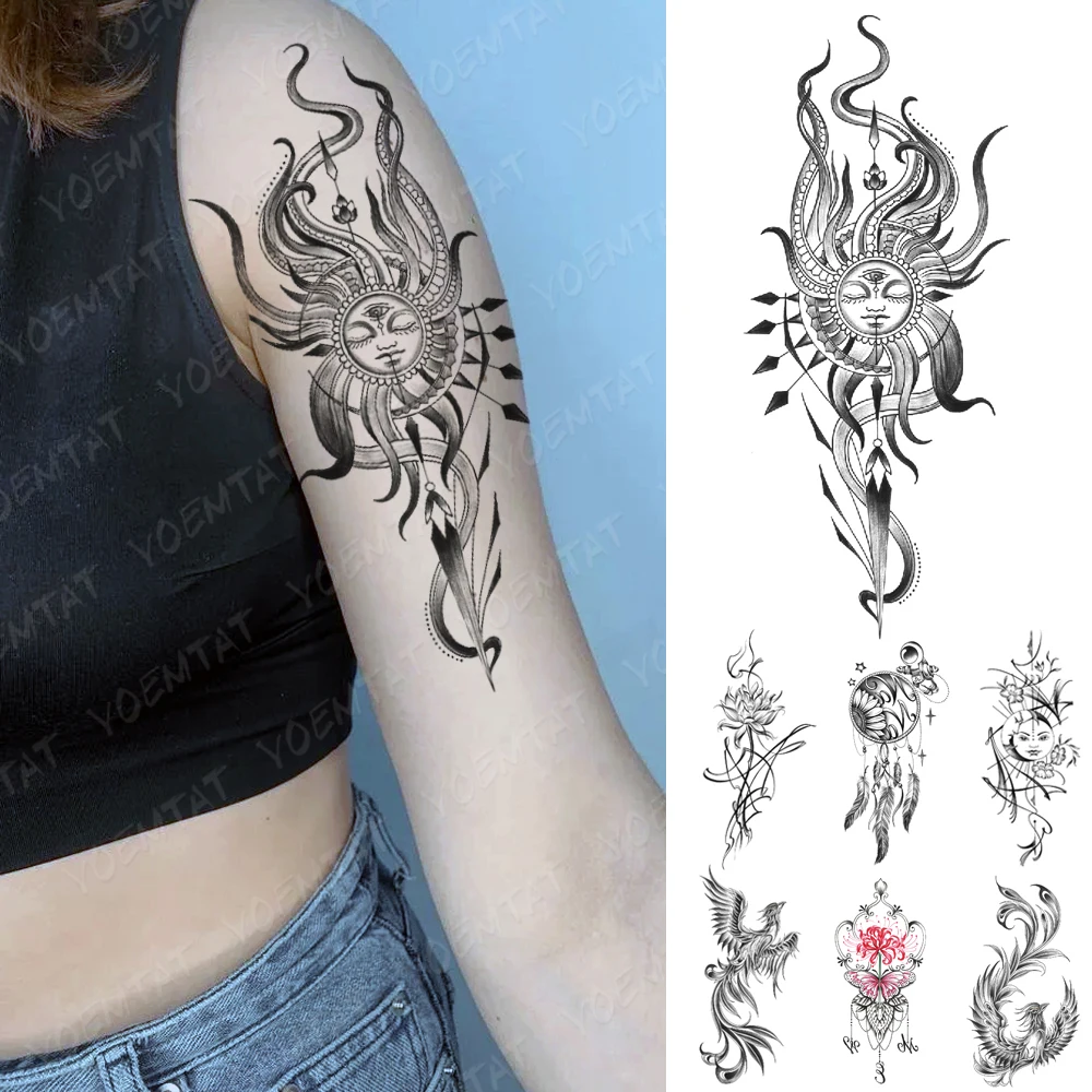 

Waterproof Temporary Tattoo Sticker Sun Eye Dreamcatcher Cute Festival Accessories Body Art Arm Transfer Fake Tattoos Men Women