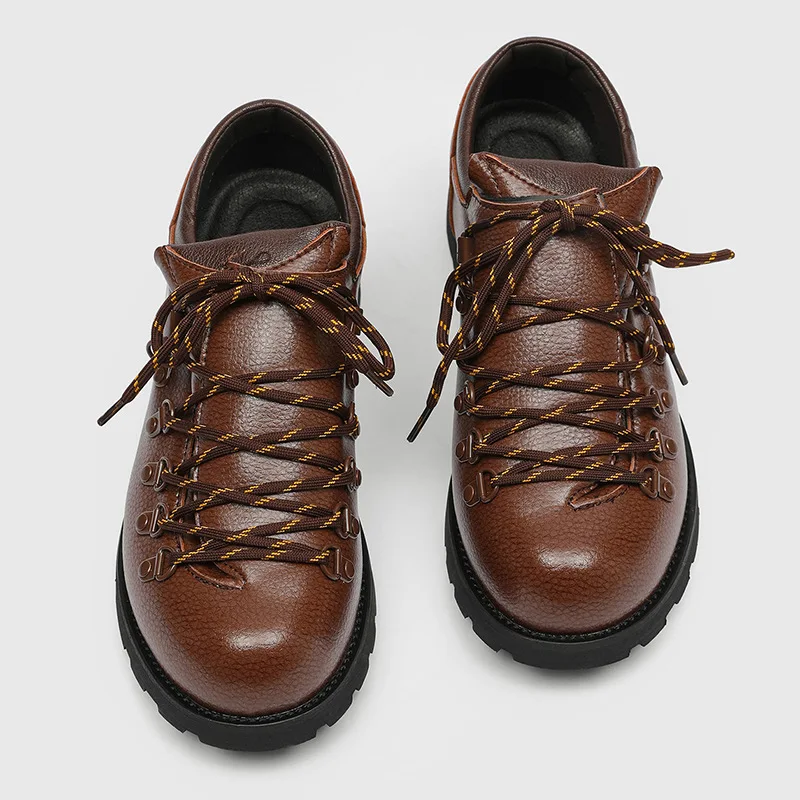 

Men Tooling Split Leather Shoes Casual Flat Designer Antiskid Comfy Work Oxford Shoes Fashion Outdoor Hiking Shoes