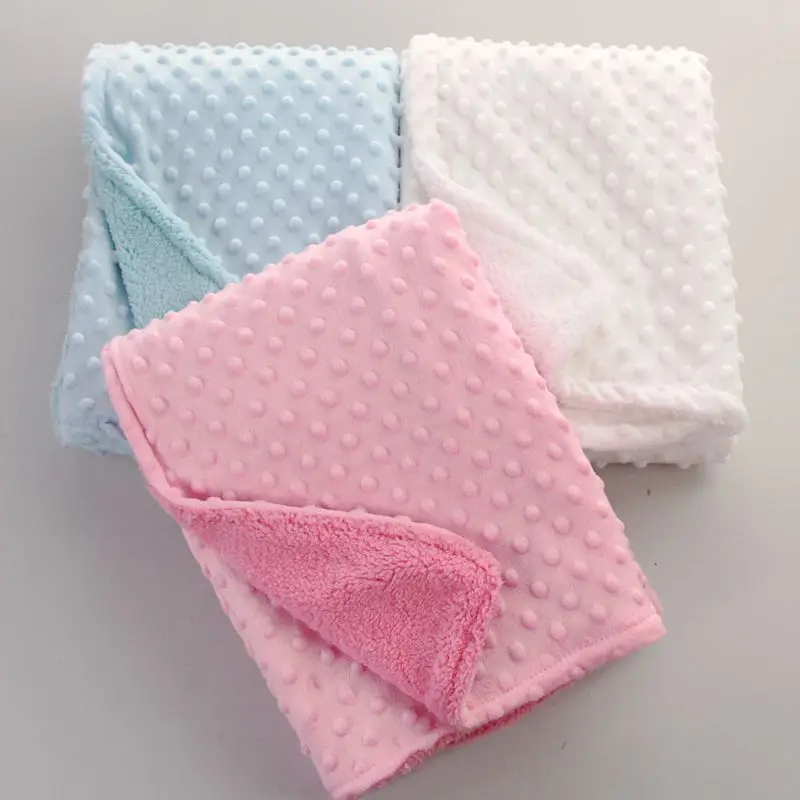 Newborn Baby Blanket Warm Fleece Thermal Soft Stroller Sleep Cover White Pink Beanie Infant Bedding Swaddle Wrap Kids Bath Towel