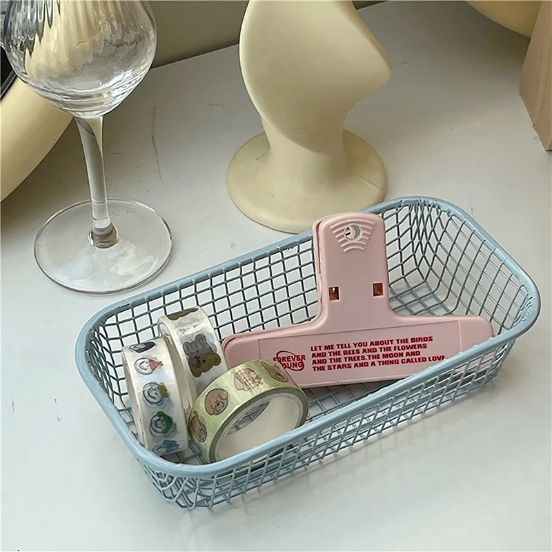 Iron Storage Basket For Desktop Durable Sundries Organizer Baskets Multifunctional Storage Box For Bathroom Cosmetics Organizer