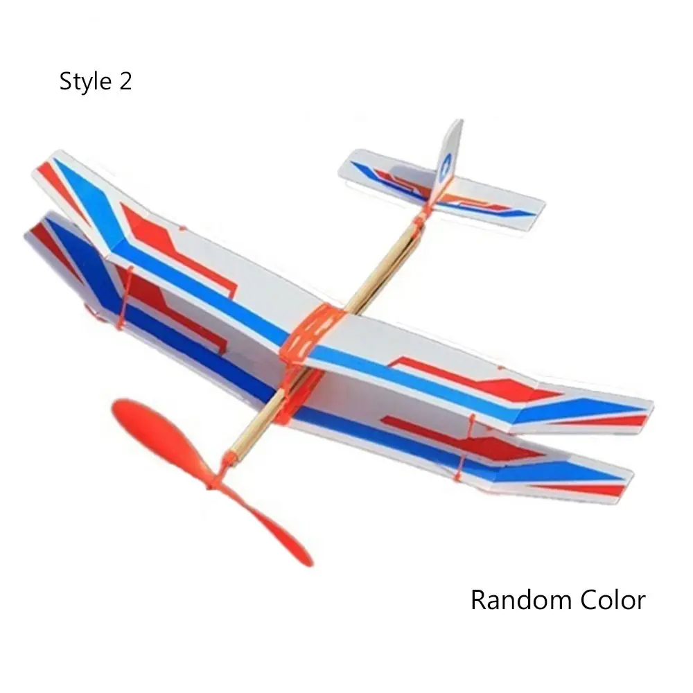1Pc Zufällige Farbe Elastische Gummi Flugzeug Hand Werfen Montage Flugzeug Modell Schaum Flugzeug Angetrieben Fliegen Segelflugzeug Pädagogisches Spielzeug