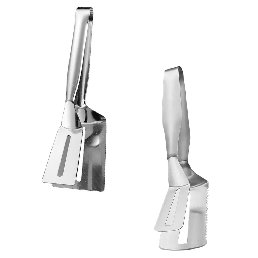 

2Pcs Multi-Functional Stainless Steel Food Tongs Anti-Slip Texture Kitchen Gadget for Home Steak Clamp Fish Tongs