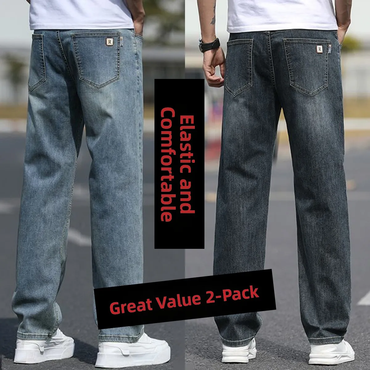 

Новые мужские джинсы 2025 года: повседневные, свободного кроя, прямые, из корейского хлопка со стрейчем, износостойкие, со средней и высокой посадкой