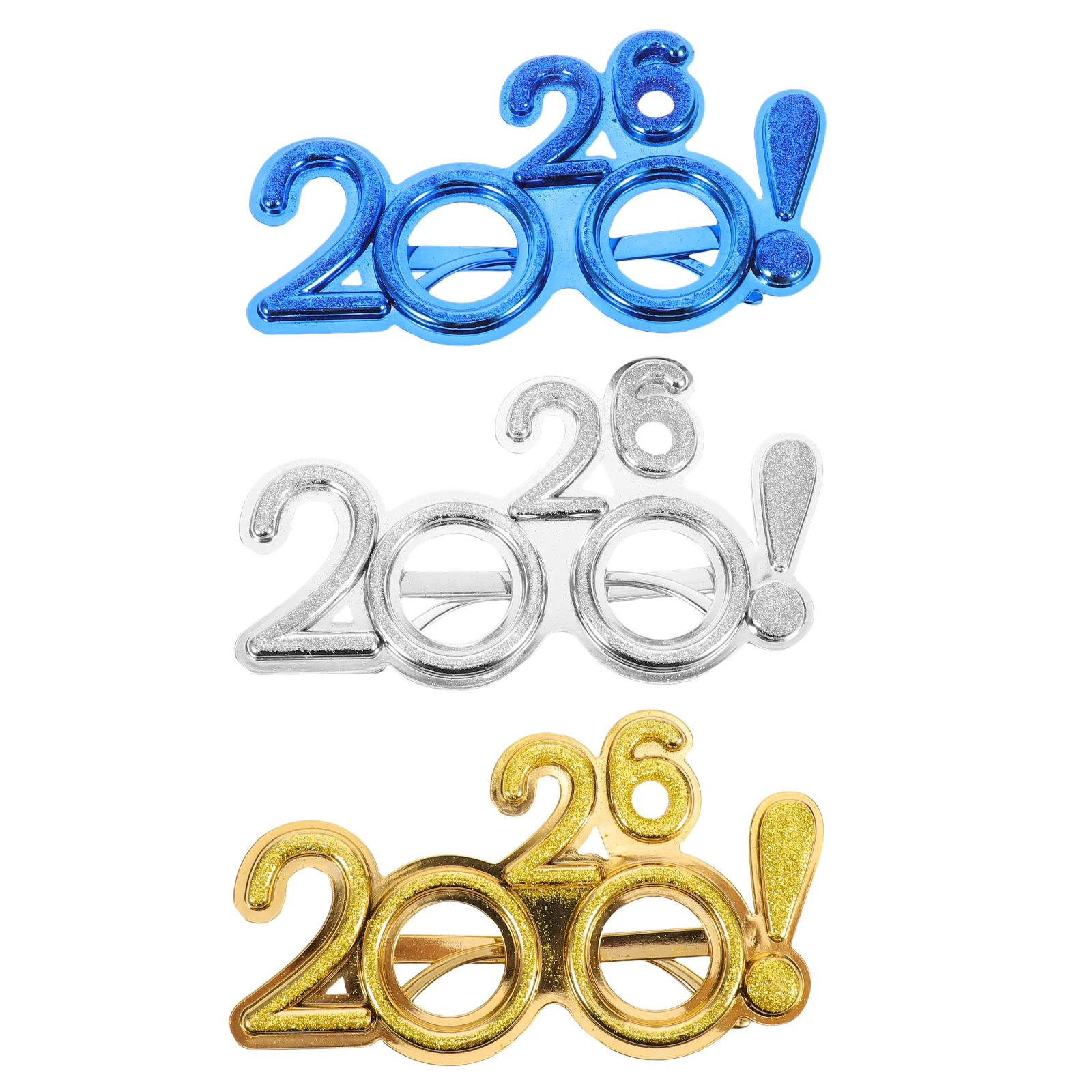 

3pcs 2026 New Year Glasses Fancy Eyeglasses Happy New Year Party Sunglasses Photo Booth Props Plastic Number Eyeglasses Novelty