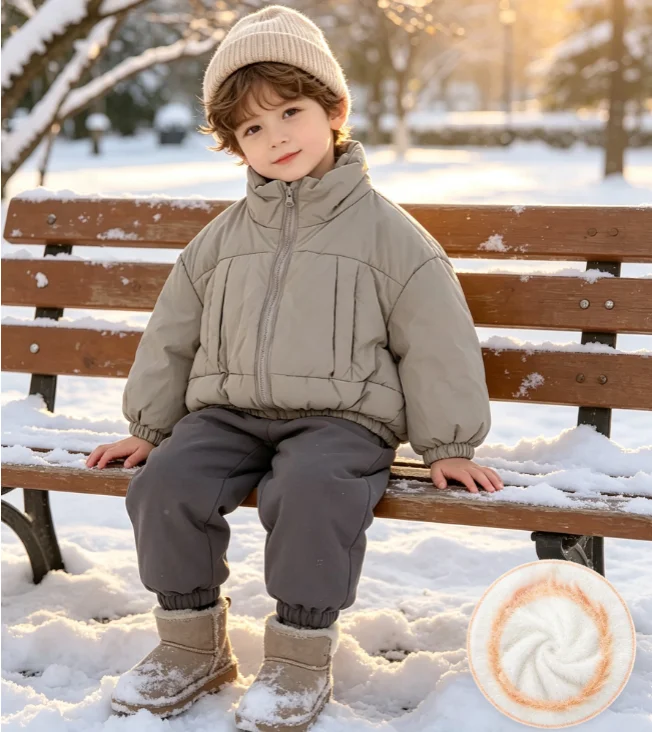 Cotton Clothes 2026 Autumn and Winter New Childrens Clothing Korean Style Boys and Girls Thickened Short Warm Bread Clothes