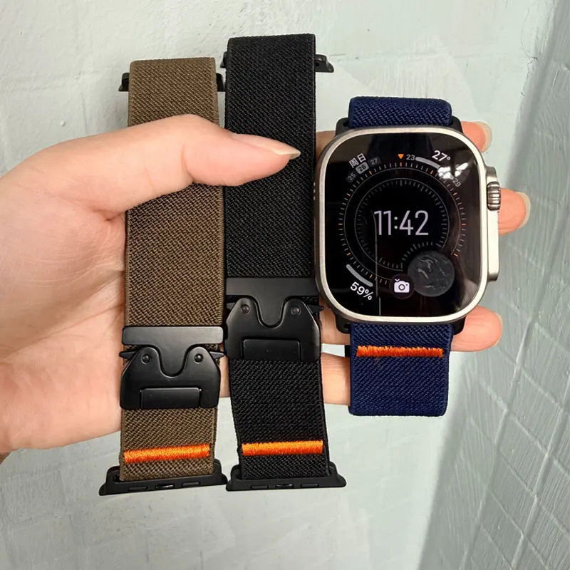 

Спортивный нейлоновый ремешок-петля для Apple Watch 46 мм 42 мм 49 мм 44/45 мм Браслет для Iwatch Ultra 3 11 10 9 8 7 SE 38/40/41 мм Браслет