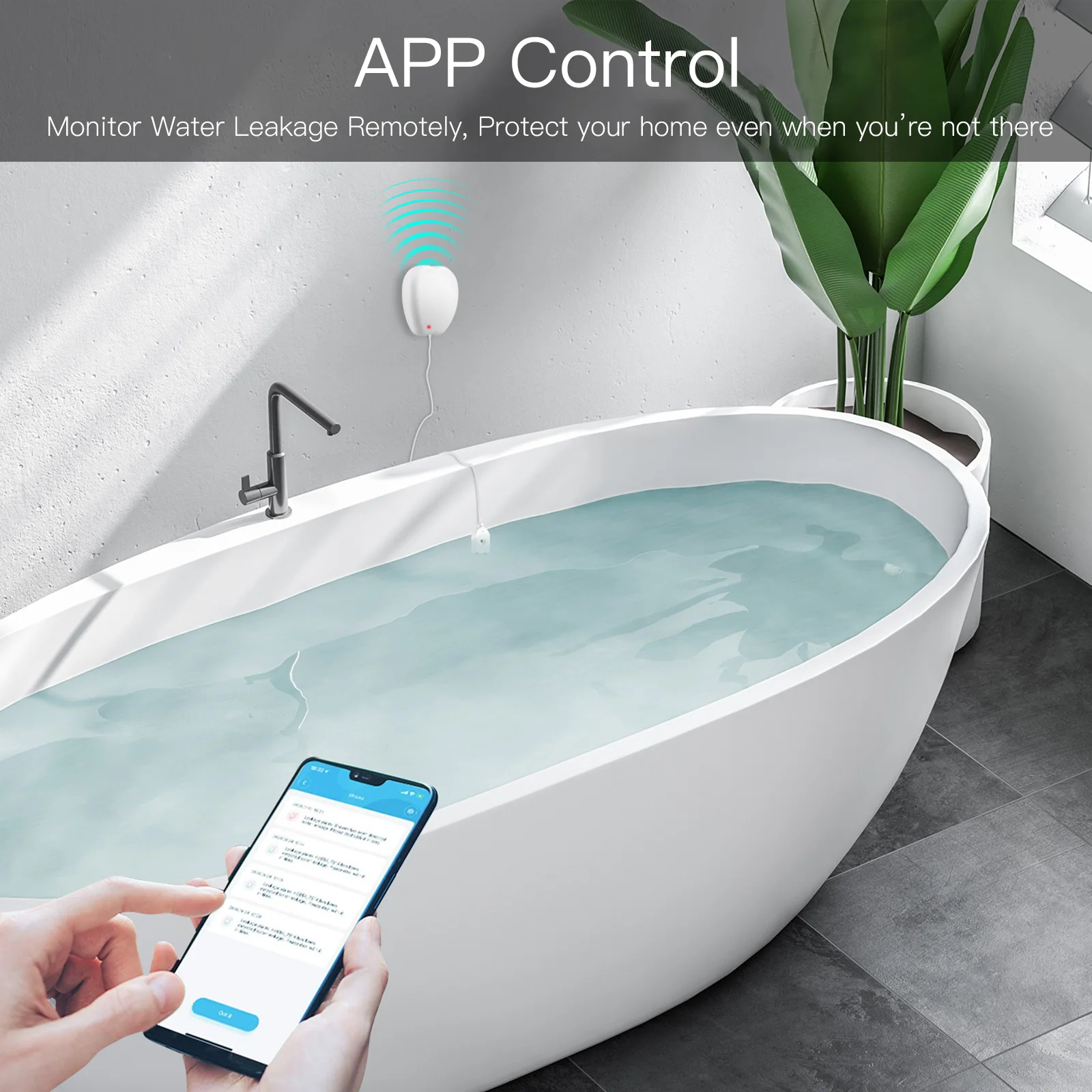 MOES WiFi Smart Water Leak Sensor Tuya Flood Detector Water Overflow Alarm Works with Alexa Google Home