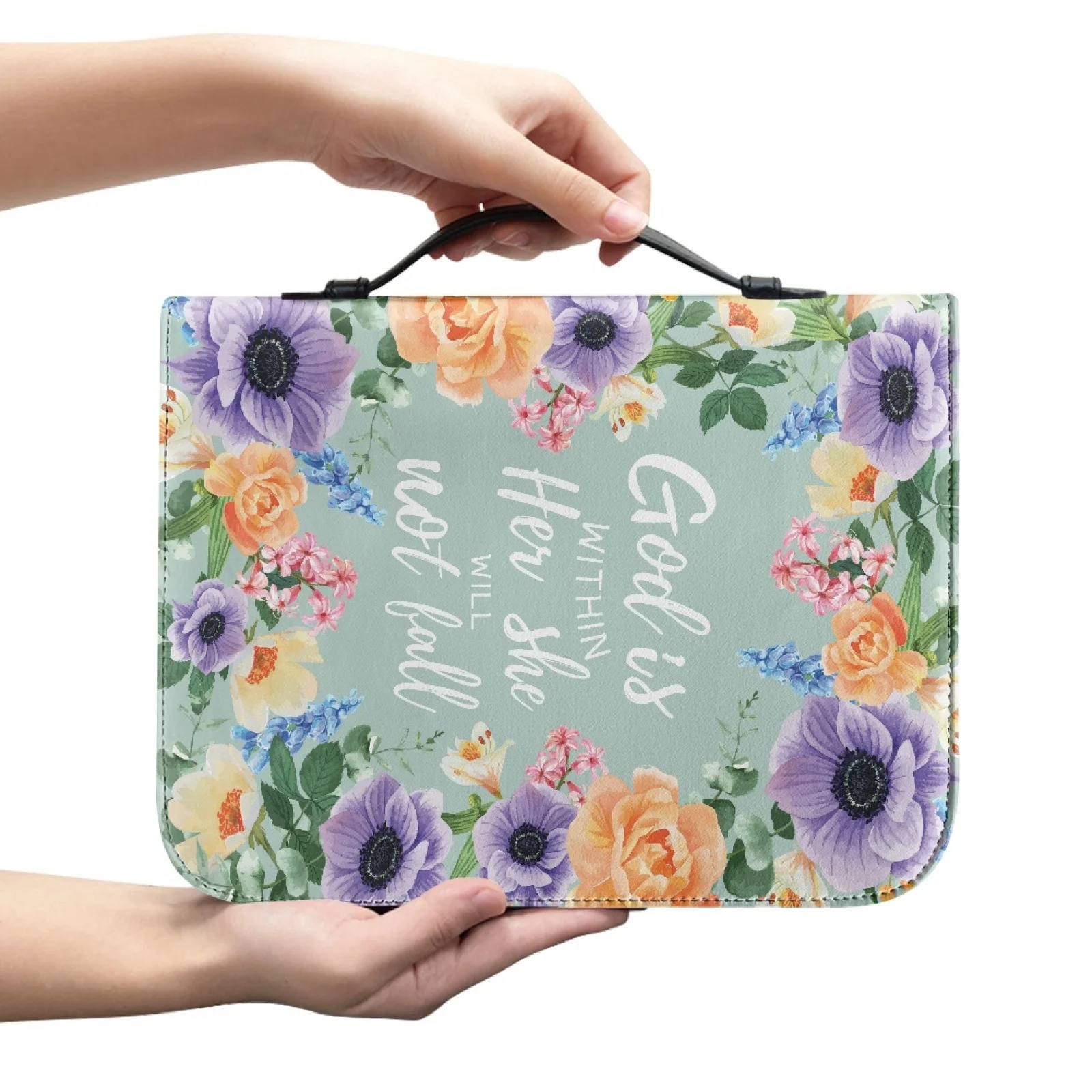 XIXIRIMIDO Watercolor Floral Print New Design Bible Bag for Men Lightweight Bible Covers