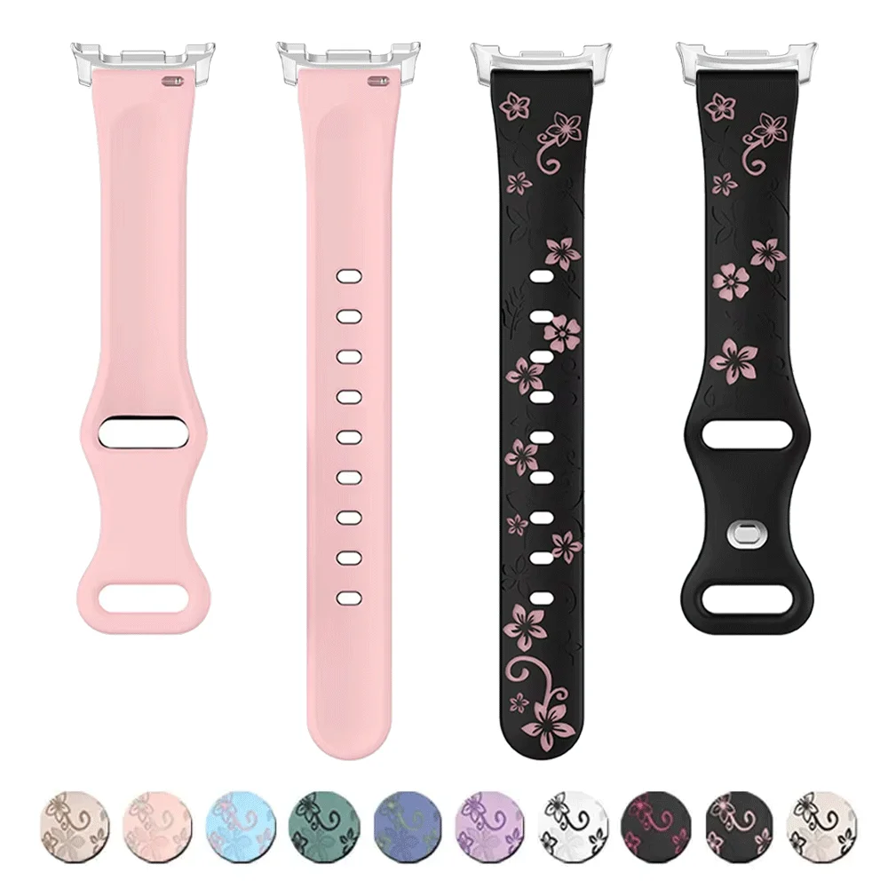 Samsung Galaxy Watch 8 40mm/44mm、8 Classic 46mm、Galaxy Watch Ultra 47mm対応 レディース シリコン彫刻ブレスレット/バンド