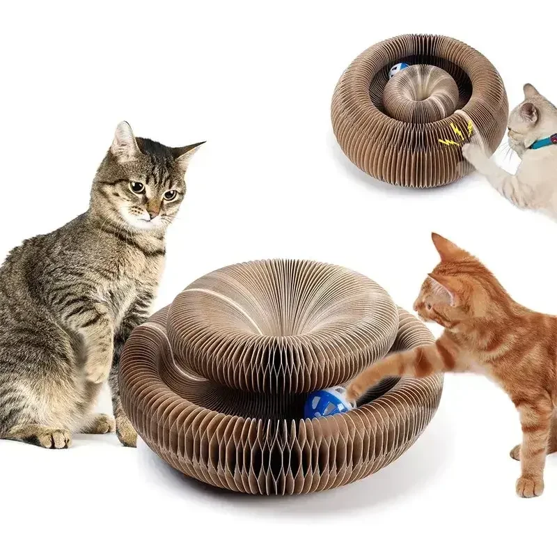 Magic Organ Cat Toy with Ball Cat Scratch Board Cat Grinding Claw Cat Climbing Frame Kitten Round Corrugated Cat Scratching Toy