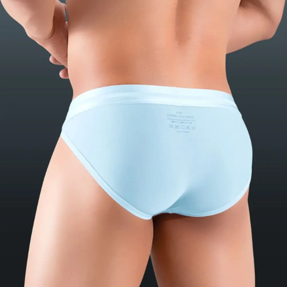 Men Ice Silk Translucent Briefs Mens Sexy Underwear High Fork Breathable Lingerie Pouch Soft Underpants Men's Triangular Panties
