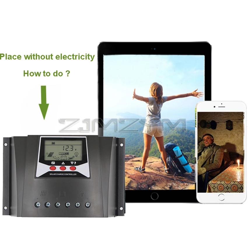 PWM Solar Charger controller 30/50/60A AMPS Solar Panel Backlight voltage control 12V24V Support Auto lithium Battery