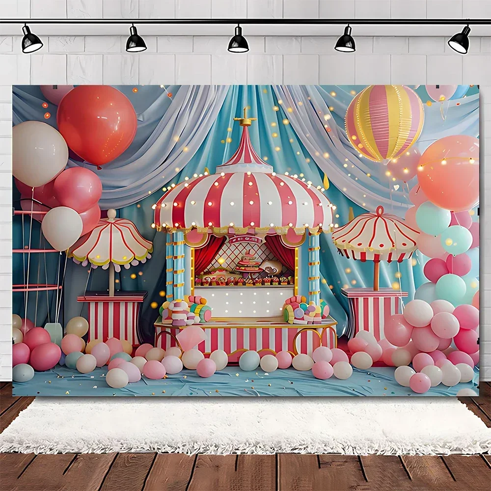 

Circus Carnival Photography Backdrop Baby Birthday Circus Theme Cake Smash Party Balloon Child Portrait Background Photo Studio