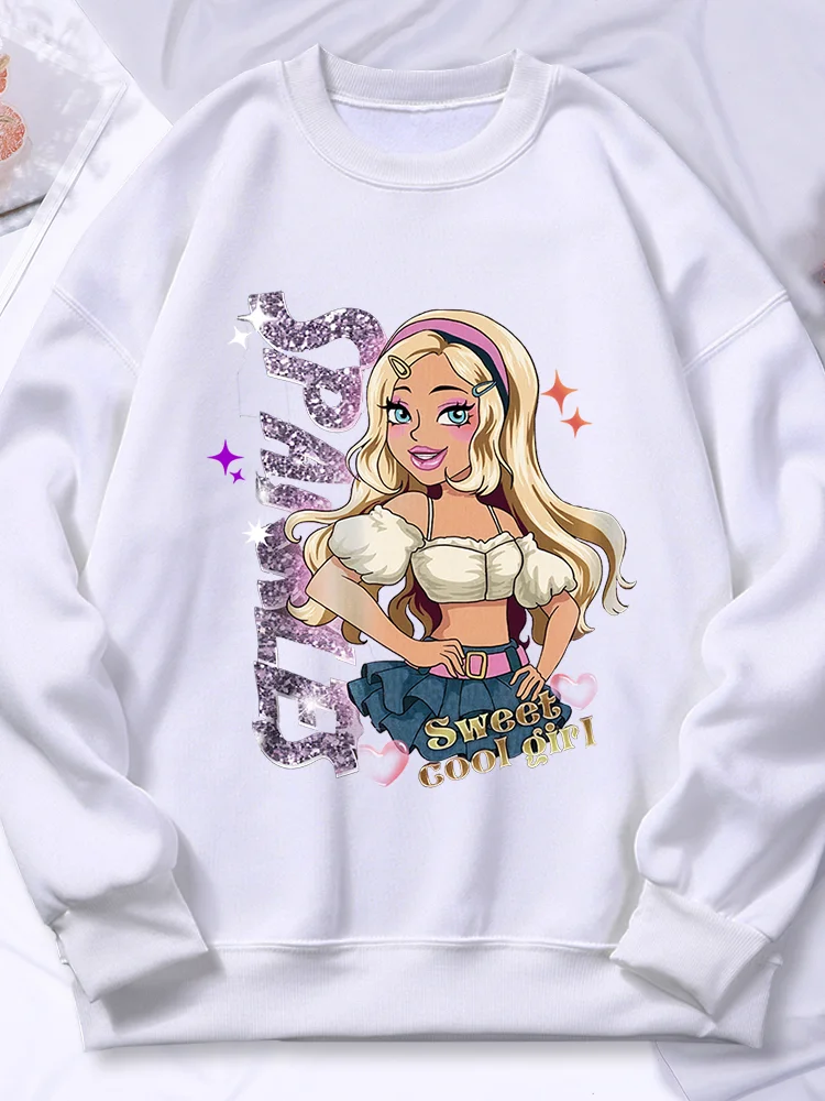 

Cartoon Cute Girl Print Hoody Female Fashion Crew Neck Sweatshirt Vintage Oversize Hooded Loose Casual Comfortable Sportswears