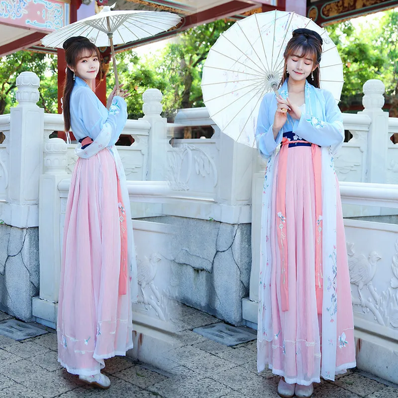 فستان نسائي تقليدي وردي من Hanfu لعام 2022 زي صيني قديم جميل للرقص Hanfu أصلي رداء للأميرة تانغ سلالة