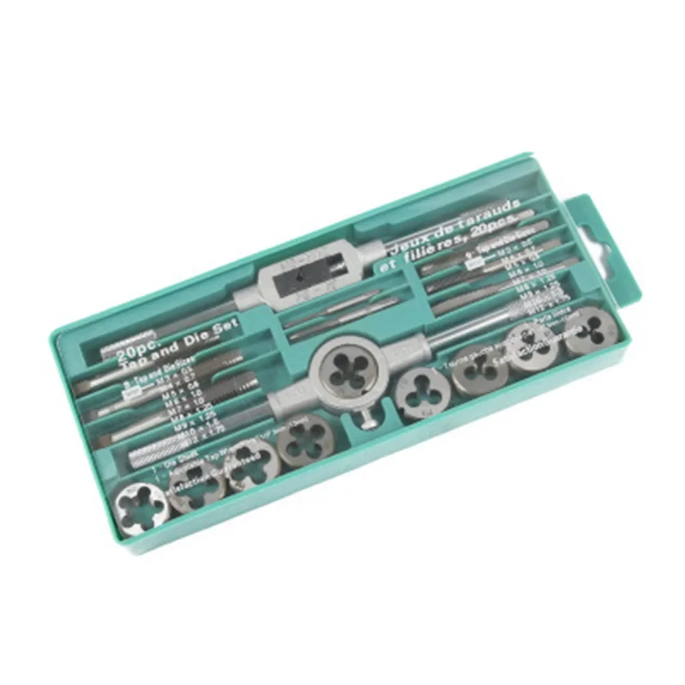 

20pcs/lots Tap and Die Set Screw Thread Plug Taps Wrench Alloy Steel Hand Tapping Tools Drill