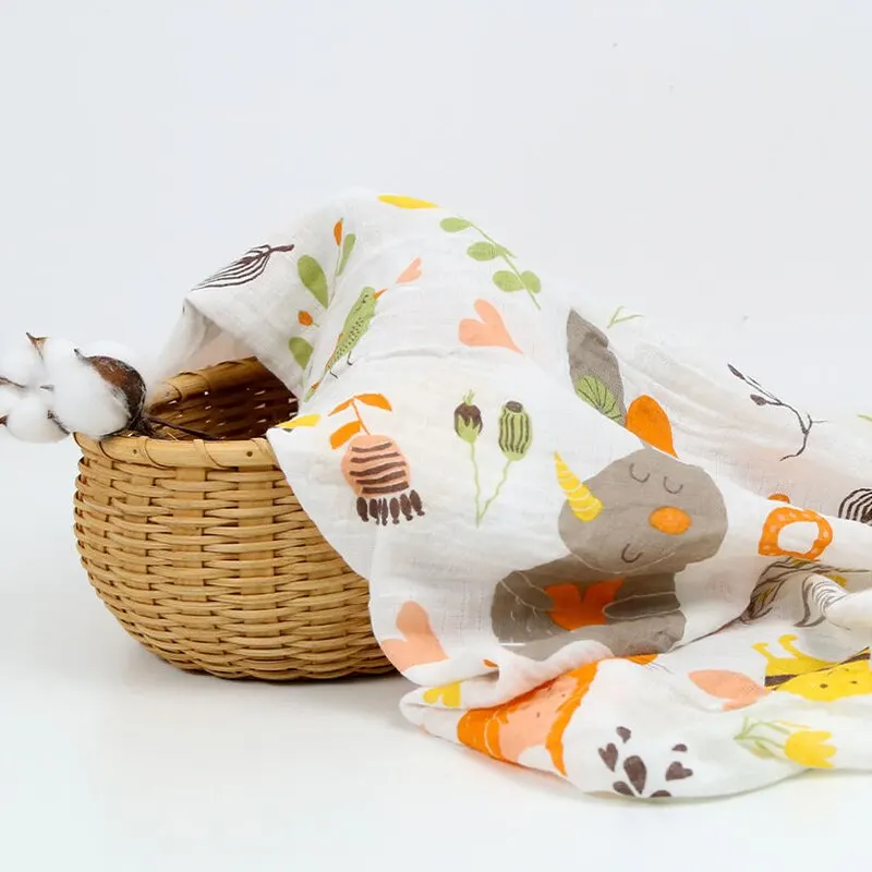 1 Pcs Animal Pattern 110cm Cotton Gauze Cover Newborn Towel Double Layer Cover Blanket