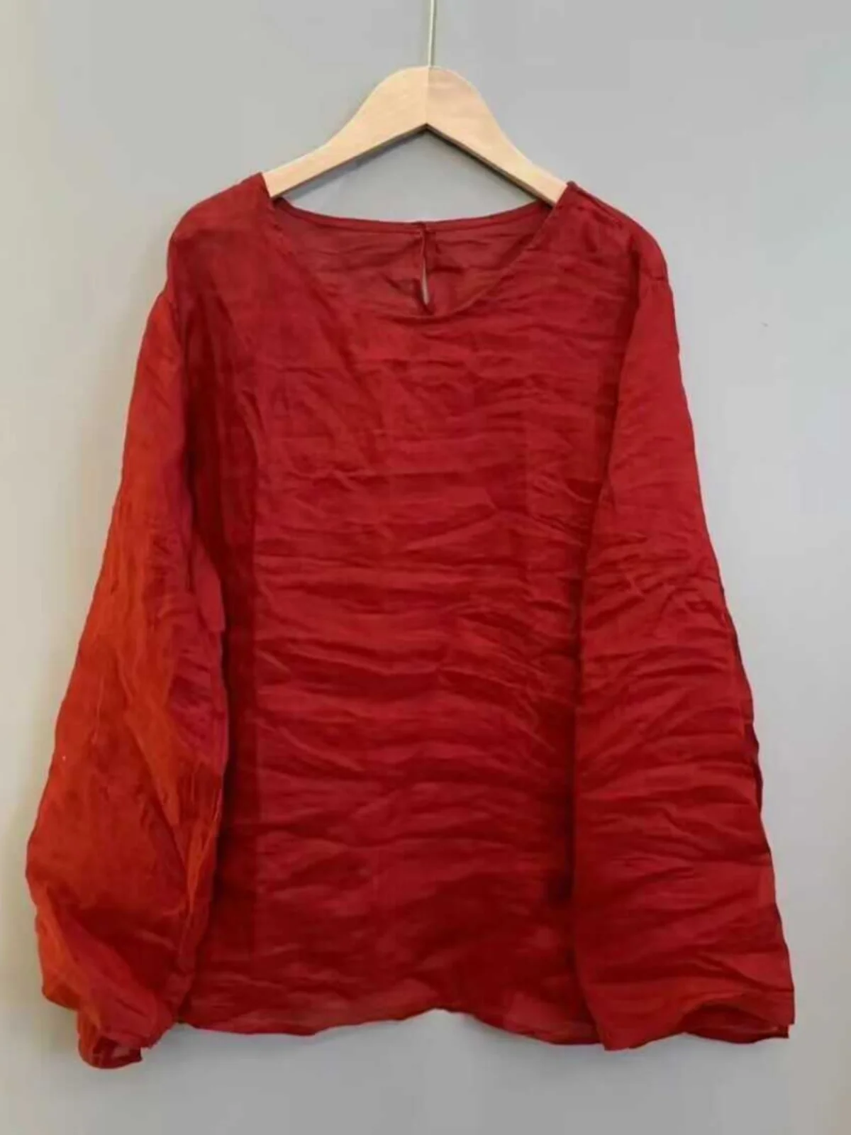 

Retro Linen Long Sve irt Women Spring Casual Lightweight Cotton Linen Layering Loose Fit Button up round Ne Top